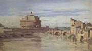 Jean Baptiste Camille  Corot The Castel Sant'Angelo and the Tiber (mk05) oil on canvas